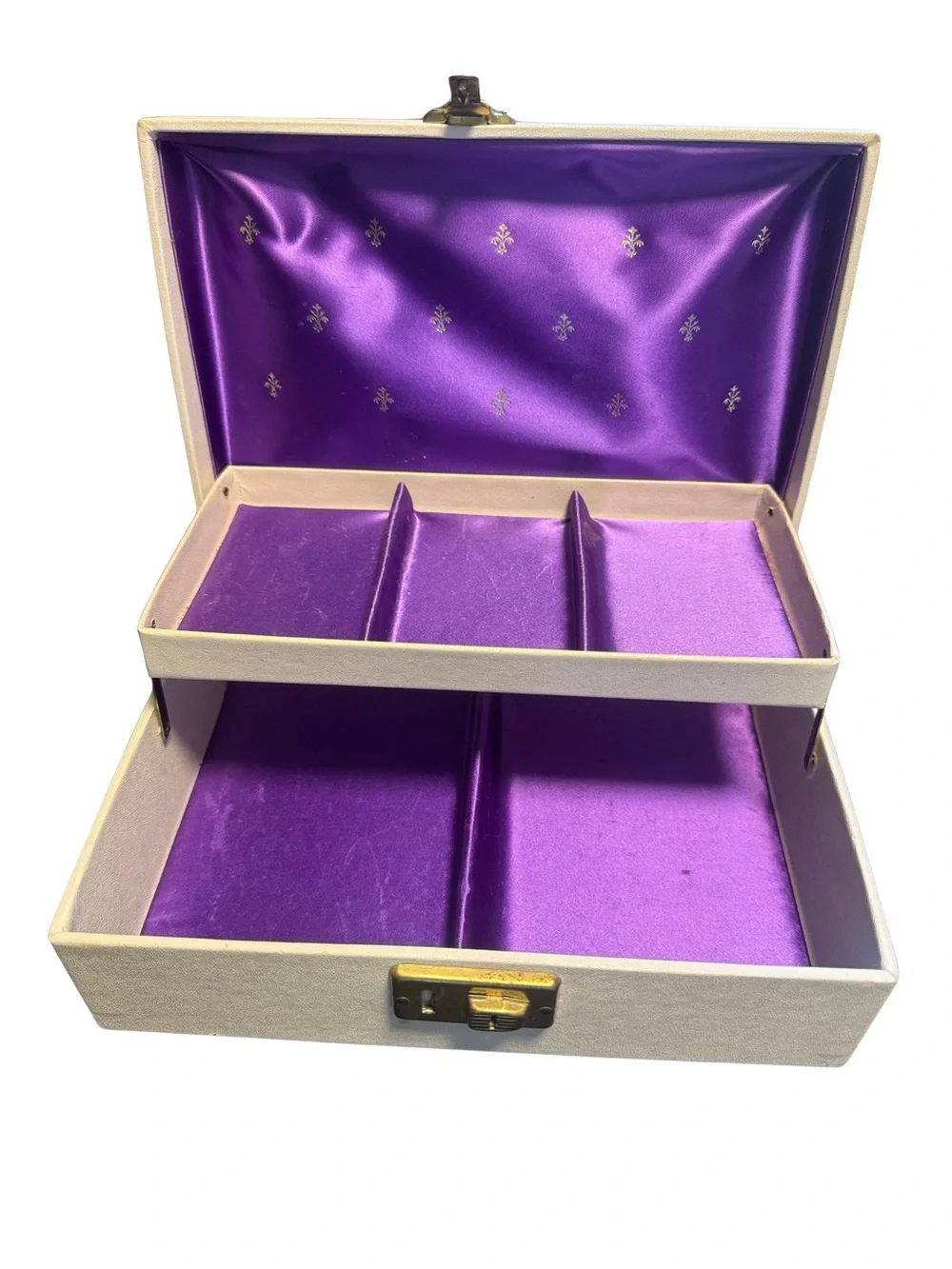Vintage Purple Lined Jewelry Organizer Box